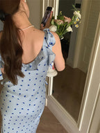 Allover Printed Dress With V Neckline Ruffles And Sleeveless Silhouette