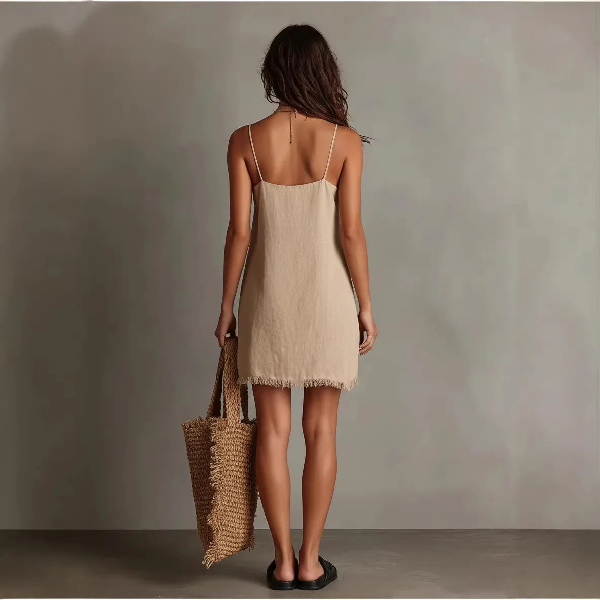 V Neck Strapless Mini Dress With Edge Detailing