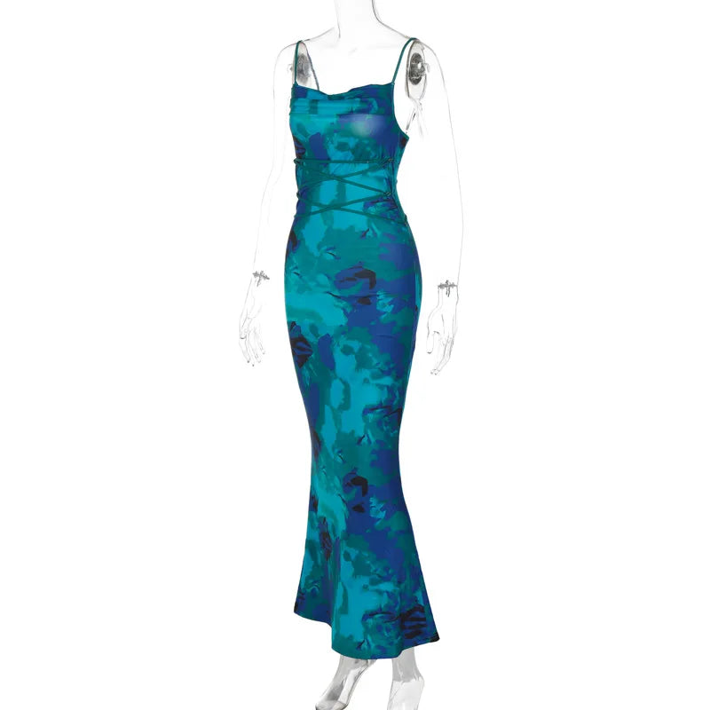 Backless Dress With Spaghetti Strap And V Neck