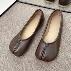 Tabi Style Leather Flats For Women Cozy Split Toe Slip On Shoes