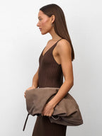 Sleeveless Knitted Dress With Wide Shoulder Straps Inner Long Skirt