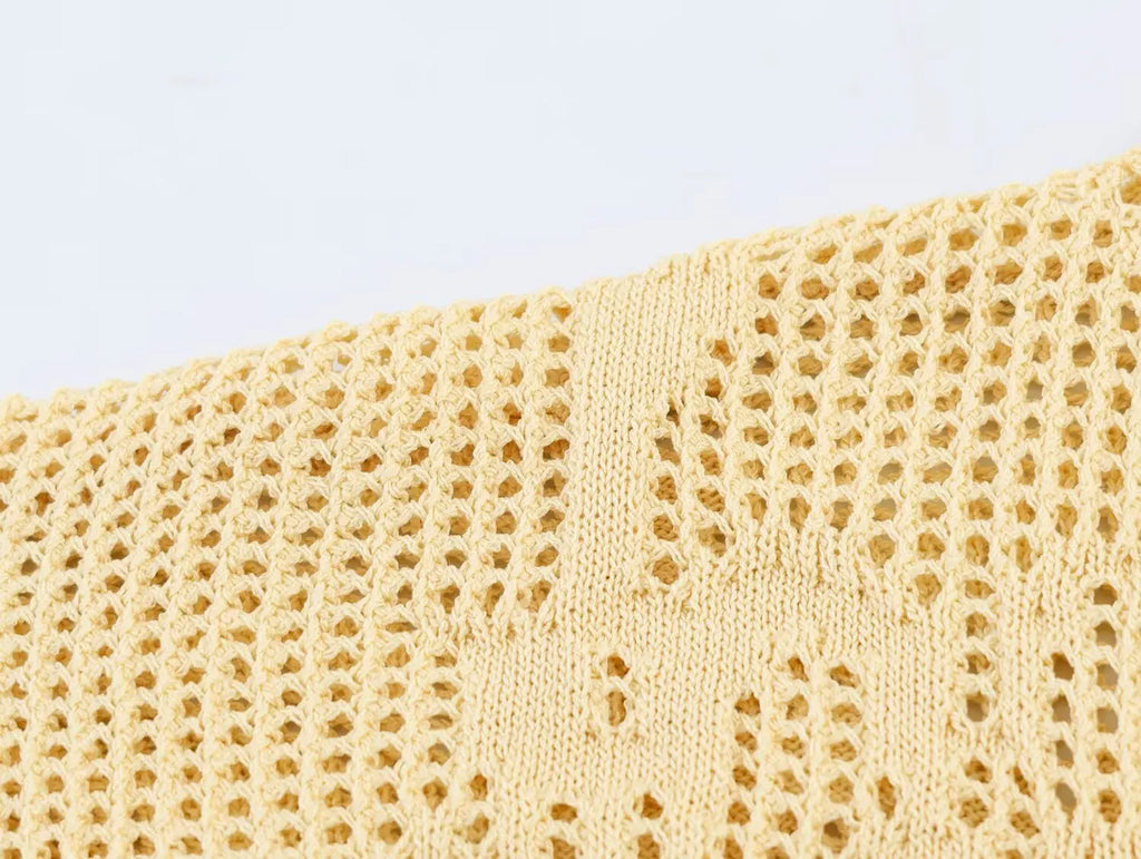 Women Knitted Fashion Short Sleeved Cardigan Top Single Breasted