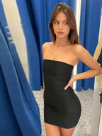 Knit Strapless Backless Mini Dress