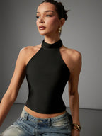 Women’s Halter Neck Backless Crop Top