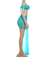 Hollow Slash Neck Sleeveless Bodycon Dress With See Through Mesh Tassels