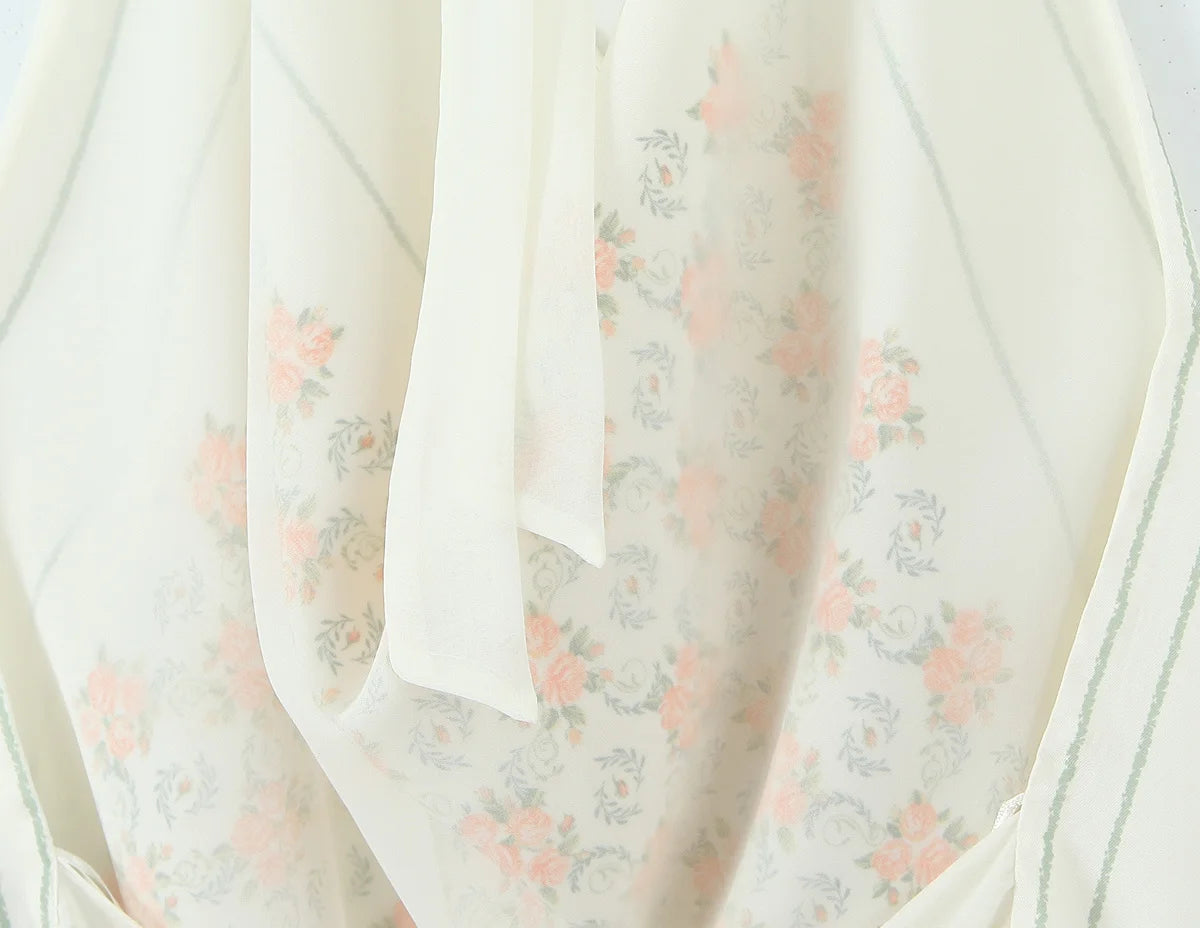 Floral Smocked Backless Halter Blouse Chic Top