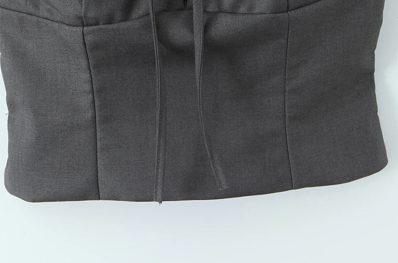 Vintage Square Collar Hollow Out Sleeeveless Cropped Top