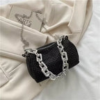 Mini Crossbody Rhinestone Bucket Bag With Glitter Chain Purse
