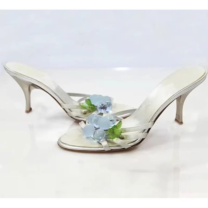 Beaded Open Toe Stiletto Sandals