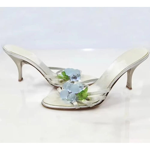 Beaded Open Toe Stiletto Sandals