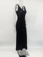 Backless Knit Maxi Dress With V Neck Sleeveles Long Gown