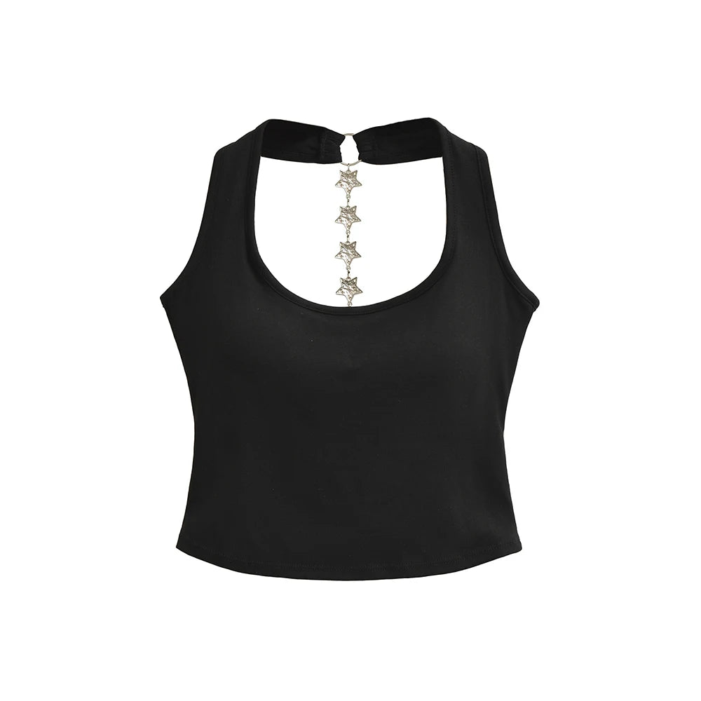 Midnight Y2K Backless Chain Cutout Strapless Tank Top