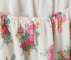Contrast Color Floral Print Sling Mini V neck Spliced Chest Push Up Back Backless Short Dress