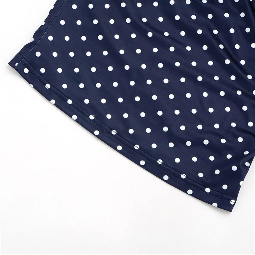 Vintage Polka Dot Two Piece Set Strapless Tube Top And Capri Pants