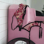Clashing Floral Embroidered Lingerie Set With Push Up Bra And Matching Panty
