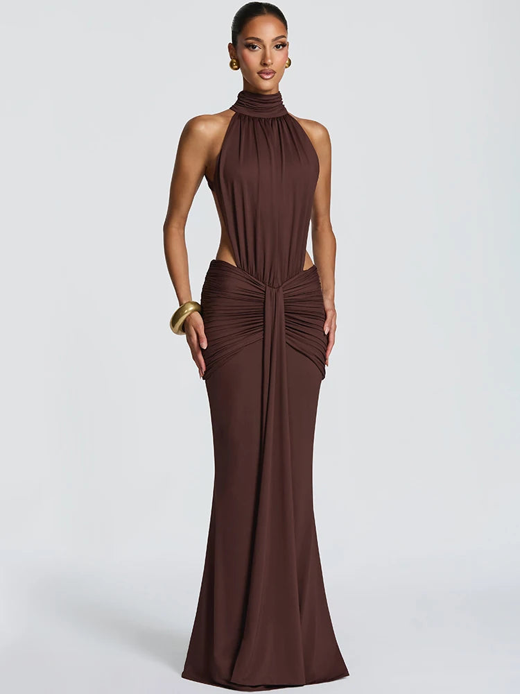 Backless Sleeveless Maxi Dress Elegant Bodycon