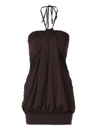 Sexy Halter Backless Mini Dress Ruched