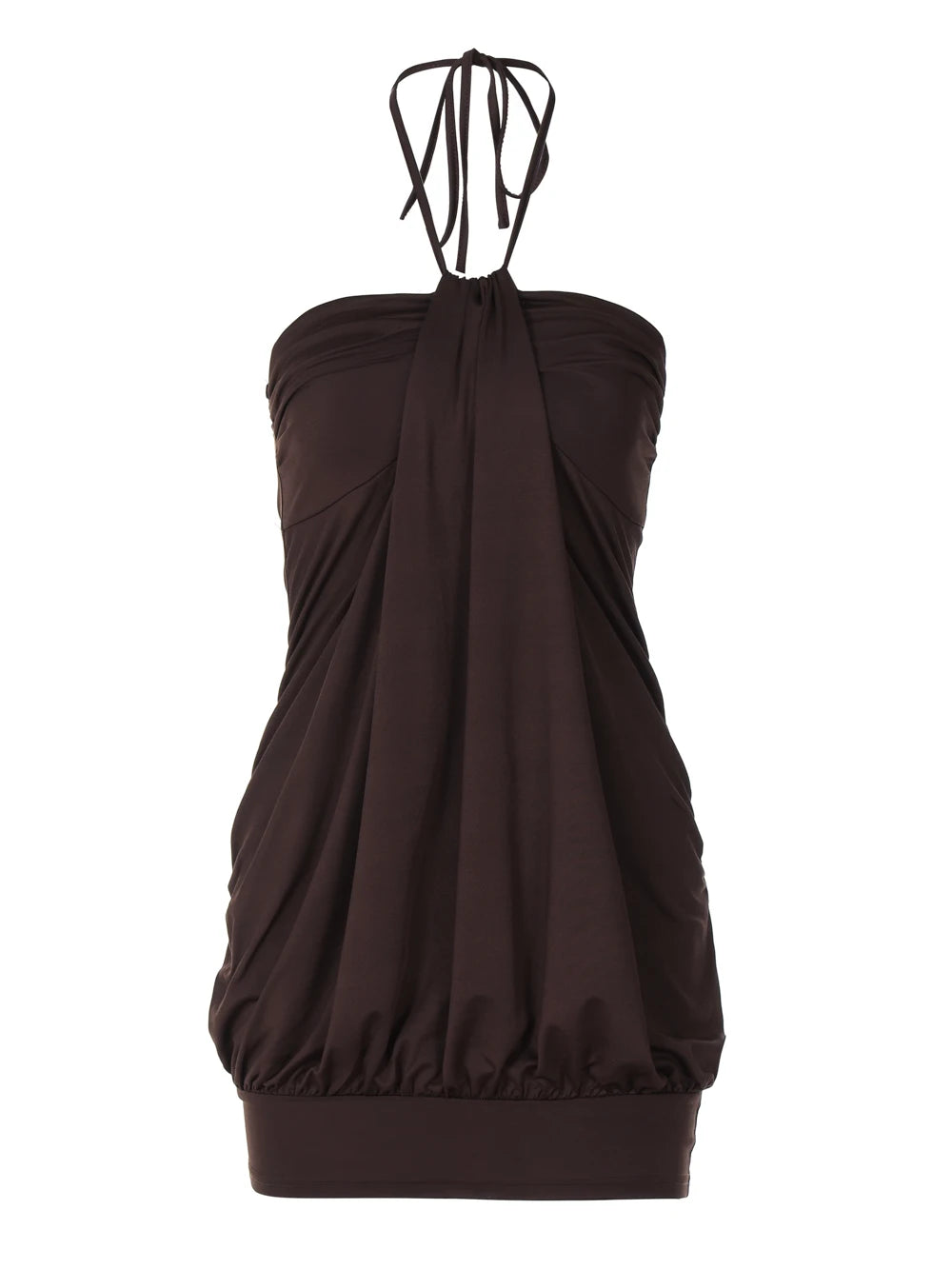 Sexy Halter Backless Mini Dress Ruched
