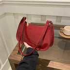 Retro Solid PU Leather Shoulder Bag For Women Chic Casual Hobo