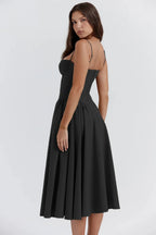 Backless Suspender Midi Dress Sleeveless A Line Style For Evening Wear