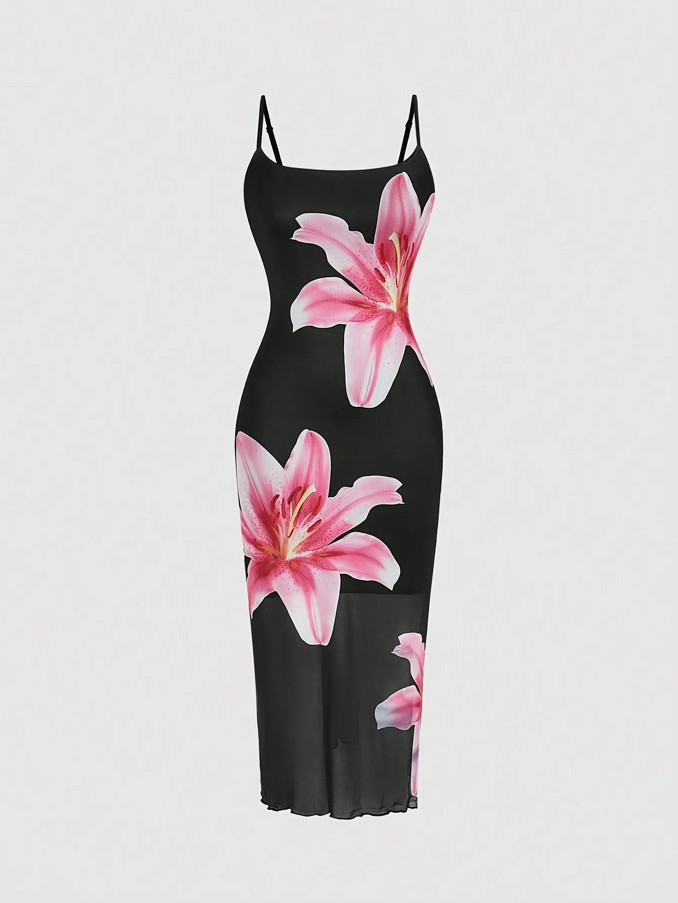 Chic Floral Sundress With Square Neckline Mid Calf