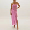 Elegant Lace Up Gauze Vest And Skirt Set