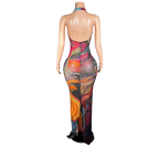 Plus Size Glam Night Sheer Mesh Dress With Colorful Rhinestones