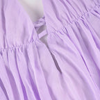 Purple Chiffon Backless Sundress With Deep V Neck A-Line Mini