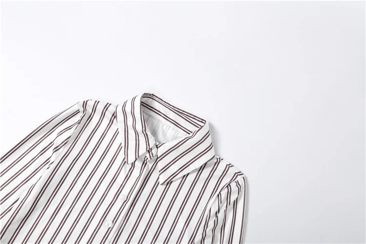 Stripe Print two piece Set With Crop Blouse And Hip Skirt