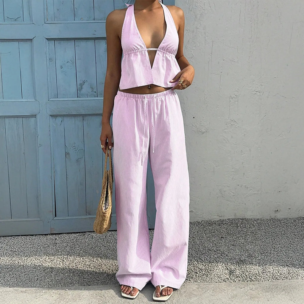 Vacation Set Tank Top And Wide Leg Pants