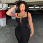 Two Piece Set For Women Sleeveless Tie Front Tank Top And Capri Pants