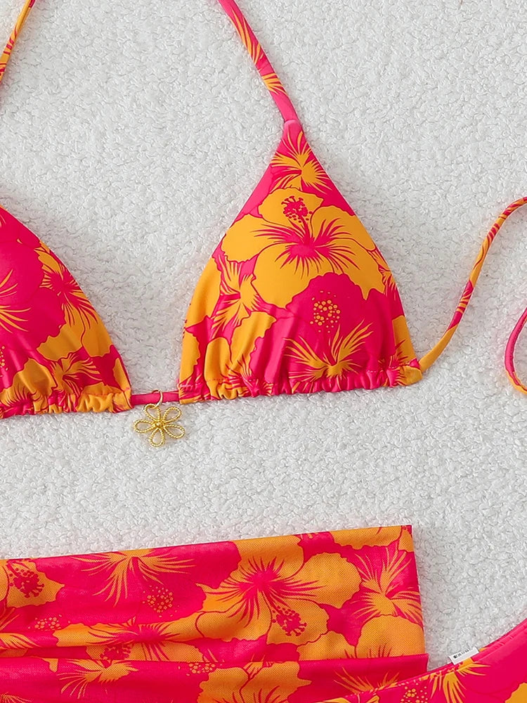 Triangle Bikini Set With Cover Up