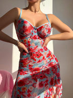 Floral Long Babydoll Nightgown With High Slit