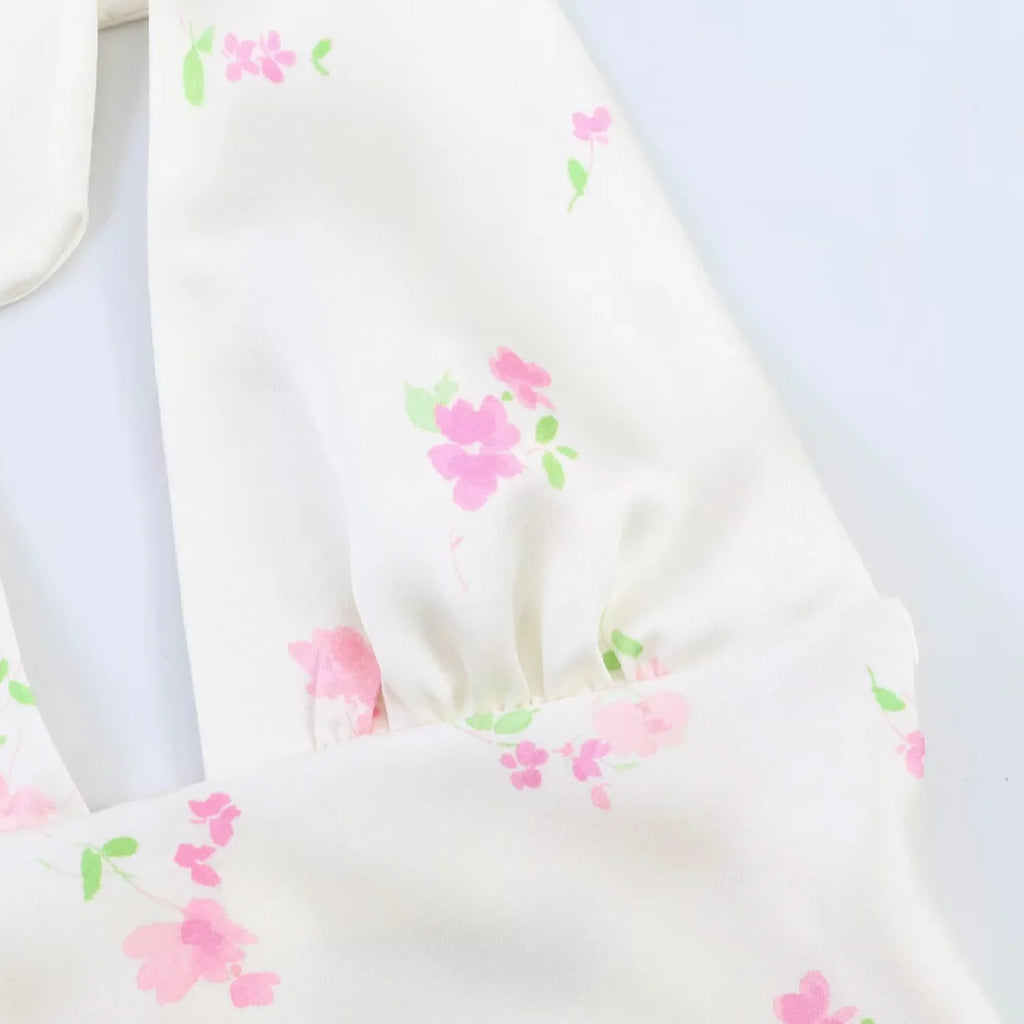 Airy Neck Collar Flowy A Line Dress With Printed Waist For Summer Elegance Light Dress
