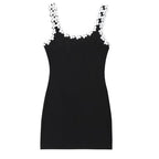 Black Glam Floral Backless Corset Slip Dress Sleeveless