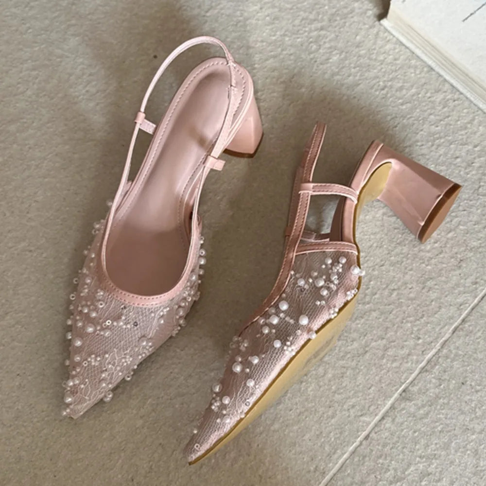 Chic Pointed Toe Slingback Pumps With Breathable Mesh
