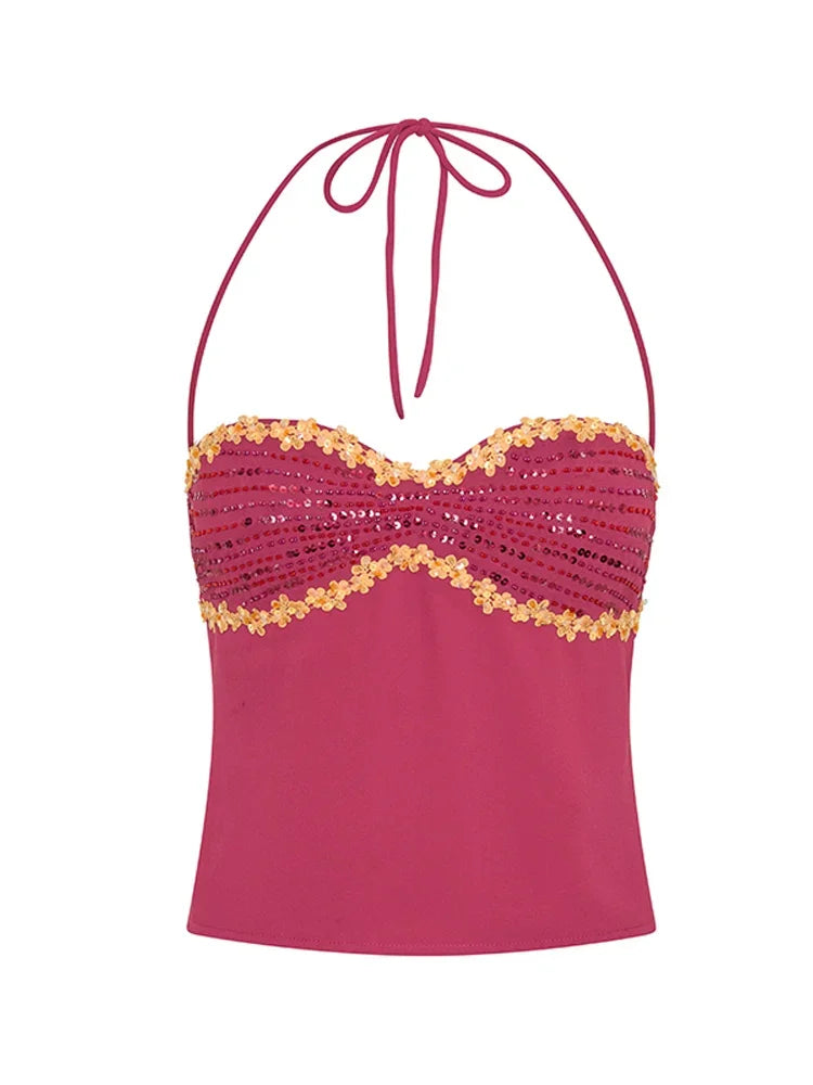Sunset Vibe Halter Crop Top And Mermaid Skirt Two-Piece Set