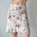 Floral Retro Mesh Mini Skirt With Fish Tail