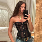 Sexy Lace Corset Strapless Top Hollow Sleeveless Vest