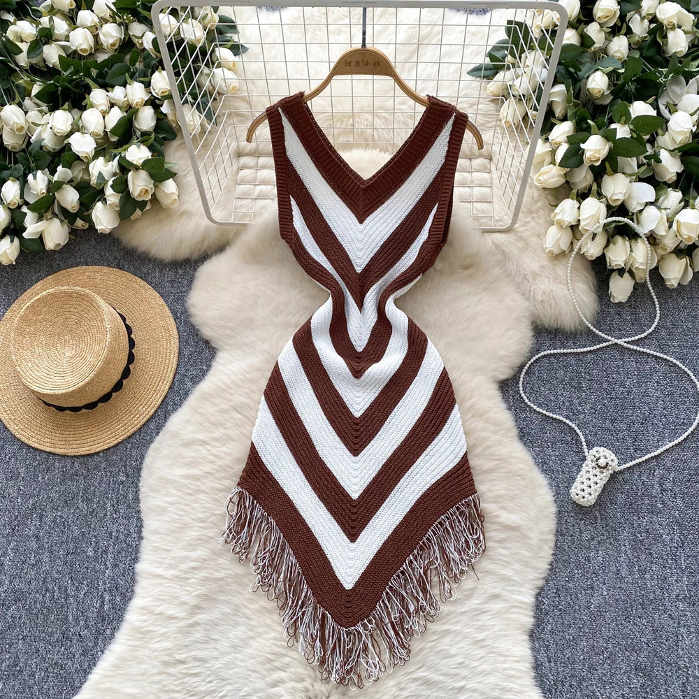 Knitted Mini Dress With Irregular Hem