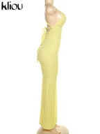 Ruched Spaghetti Strap Maxi Dress Backless Bandage For Women