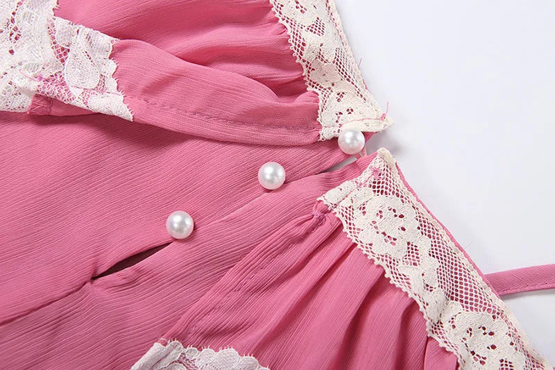 Sweet Style Patchwork Lace Dress With Square Collar Backless Sleeveless Bodycon