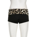 Leopard Patchwork Shorts With Low Waist