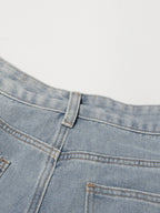 Floral Design Sense Casual Denim Trousers For Women High Waist Spliced Button  Loose Wide Leg Pants