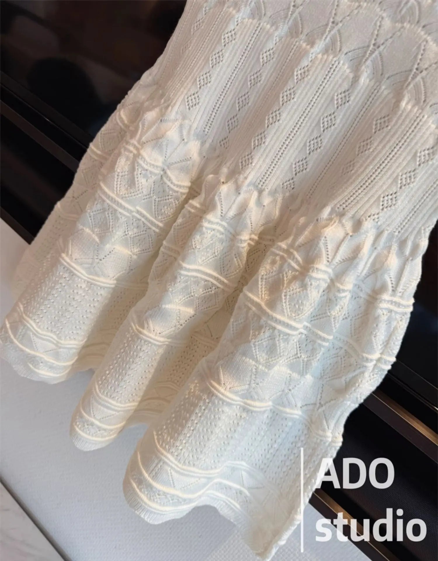 A Line Dress With Ruffled Knitted Vest For Women French Style