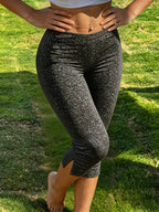 Women's Y2K Street Style Black Slim Fit Capri Pants Side Slit Design