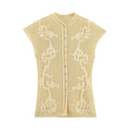Women Knitted Fashion Short Sleeved Cardigan Top Single Breasted