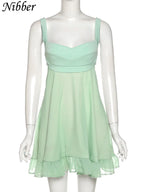 Cutout Backless Slim Sling Dress With Ruffle