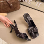 Elegant Stiletto Sandals With Back Strap Slip On Heels