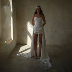 Strapless Embroidered Illusion Bridal Gown Corset Back
